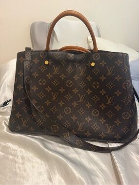 Authentic-Louis Vuitton Monogram Canvas Satchel in Brown and Tan